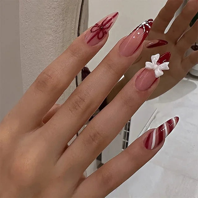 Luxora™ Press-On – Ruby Ribbon