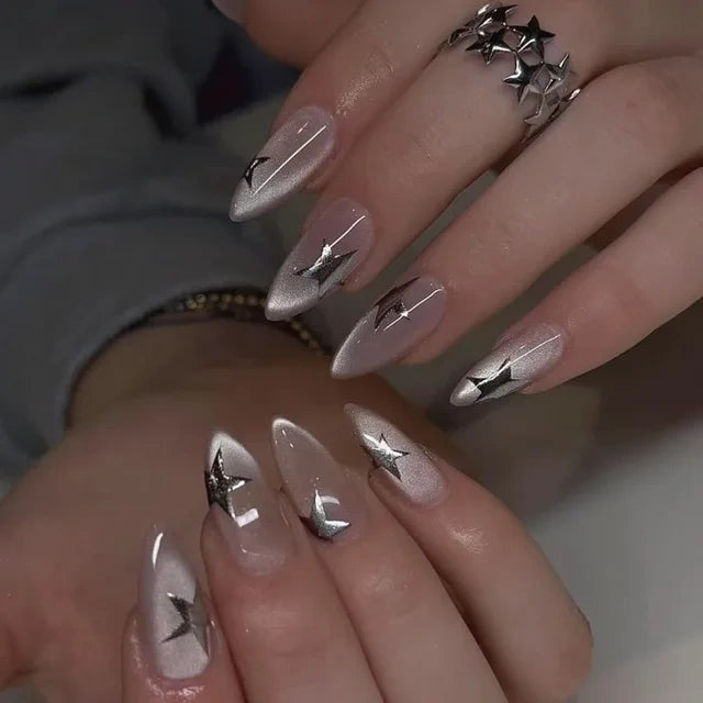 Luxora™ Press-On – Silver Stardust