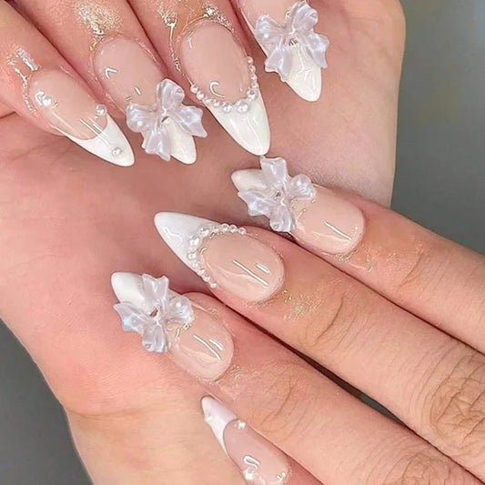 Luxora™ Press-On – Pearl Blossom