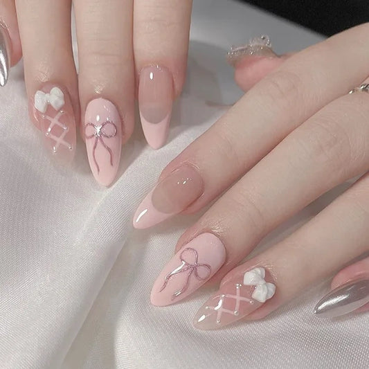 Luxora™ Press-On – Pink Lace