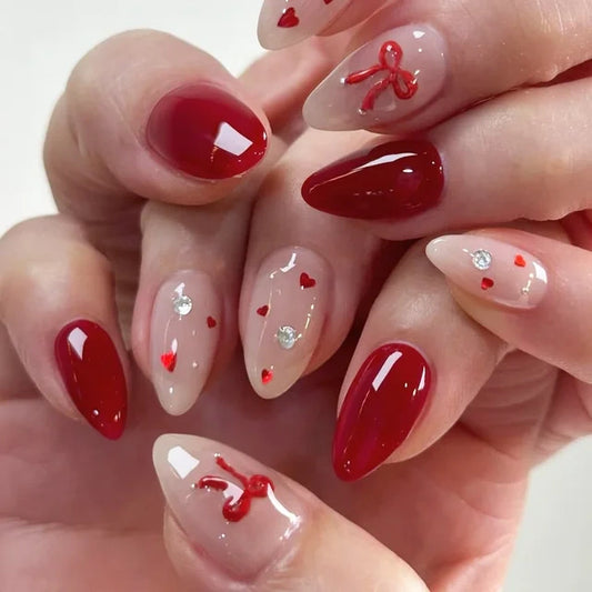 Luxora™ Press-On – Ruby Hearts