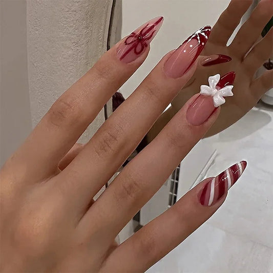 Luxora™ Press-On – Ruby Ribbon