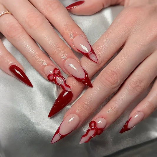 Luxora™ Press-On – Scarlet Bow