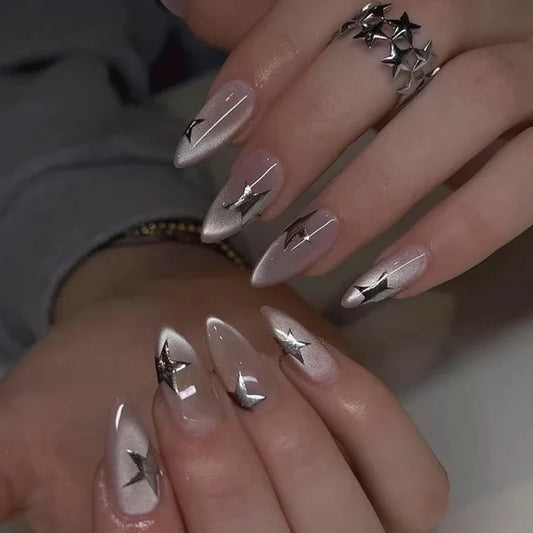 Luxora™ Press-On – Silver Stardust