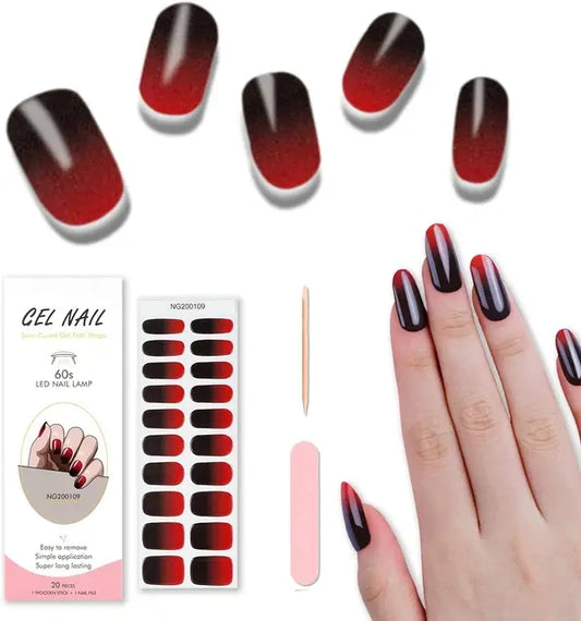 Luxora™ UV Gel Nail Strips – Black Cherry Red