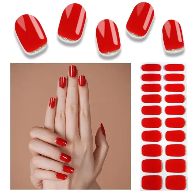 Luxora™ UV Gel Nail Strips – Bright Ruby Red
