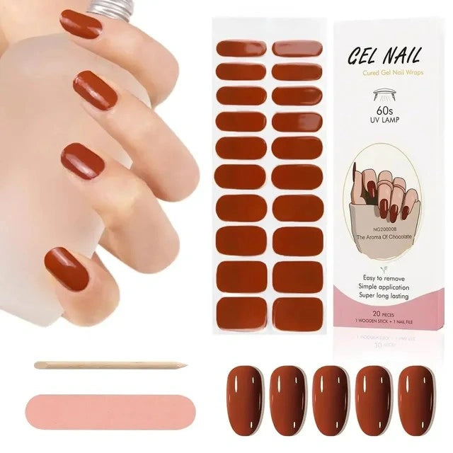 Luxora™ UV Gel Nail Strips – Cinnamon Brown
