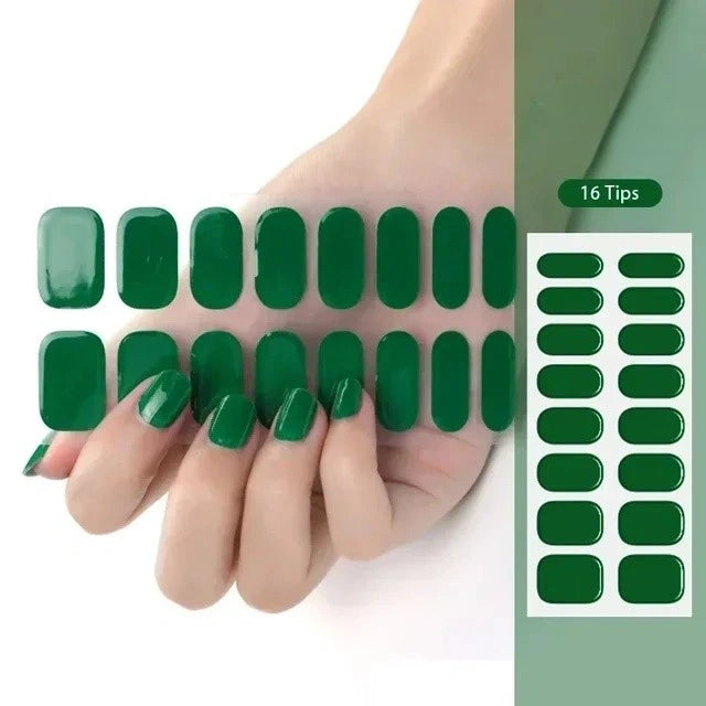 Luxora™ UV Gel Nail Strips – Emerald Green Gloss