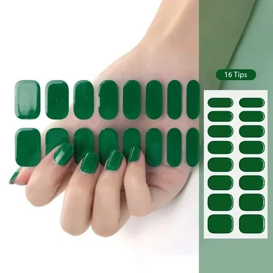 Luxora™ UV Gel Nail Strips – Emerald Green Gloss