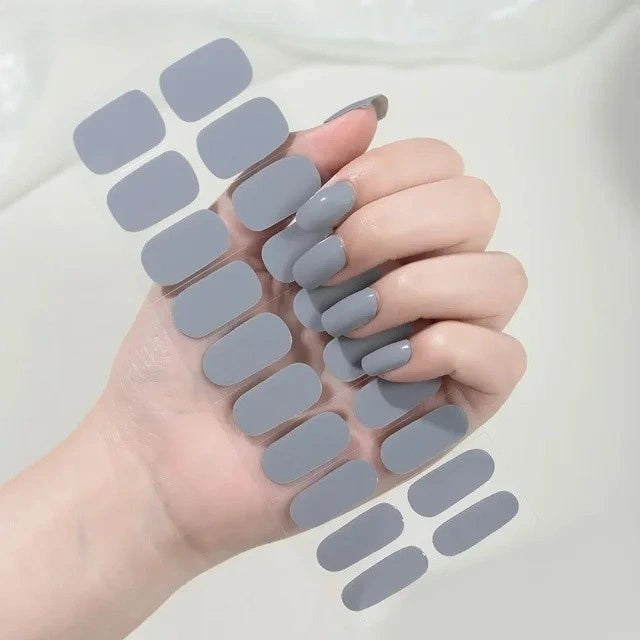 Luxora™ UV Gel Nail Strips – Matte Smoke Grey