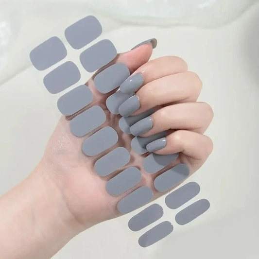 Luxora™ UV Gel Nail Strips – Matte Smoke Grey
