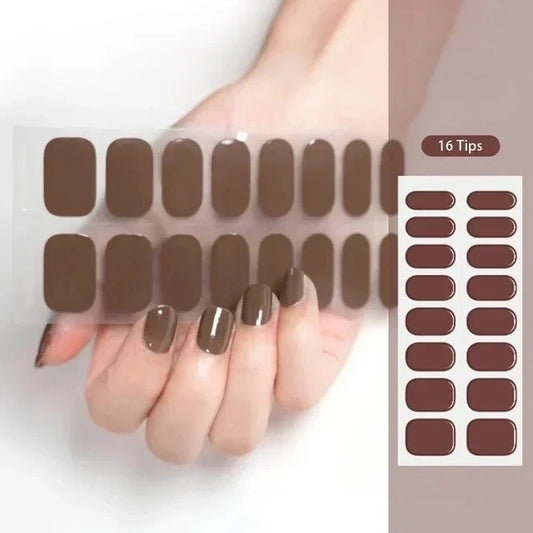 Luxora™ UV Gel Nail Strips – Mocha Taupe Brown