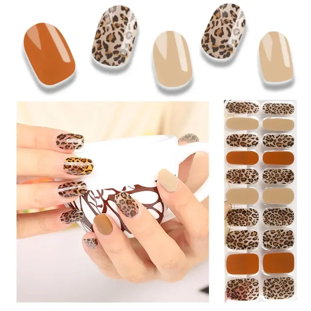Luxora™ UV Gel Nail Strips – Nude Leopard Mix